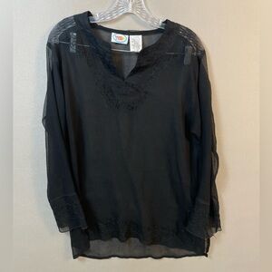 Sand N Sun women’s cover up large black sheer swim beach large boho